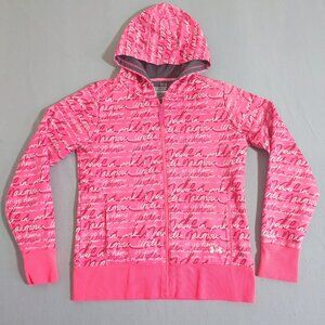 Under Armour Hoodie women's size M semi fitted pink colour with graphic design